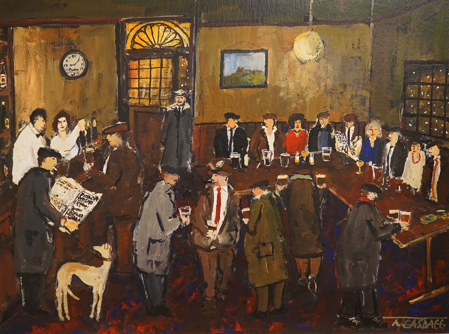 Malcolm Teasdale (b.1944), Pub interior, signed, oil on board, 45 x 60cm